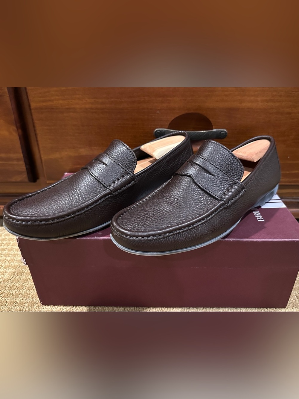 Bruno Magli Men's Classic Penny Loafers in Dark Brown 10.5